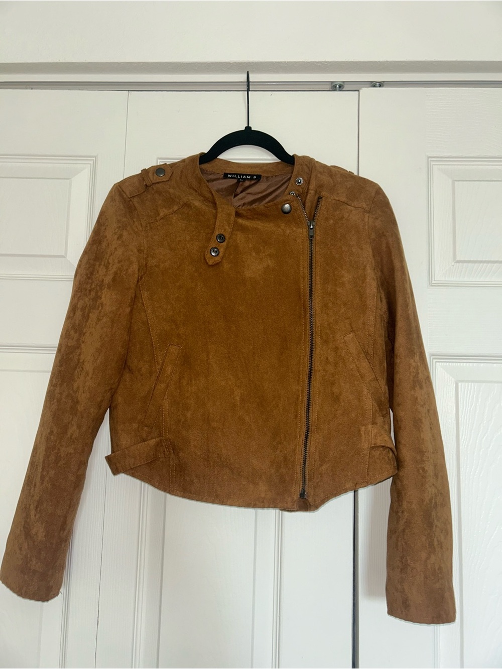 William B Women's Brown Suede Moto Jacket